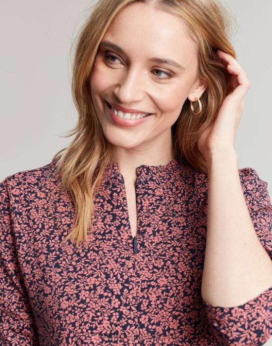 Joules vestido aurora de punto con cremallera mujer floreciente rosa vestir 64BB38