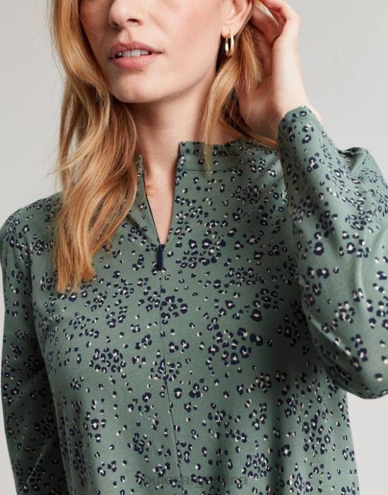Joules vestido aurora de punto con cremallera mujer leopardo laurel vestir 64BB19