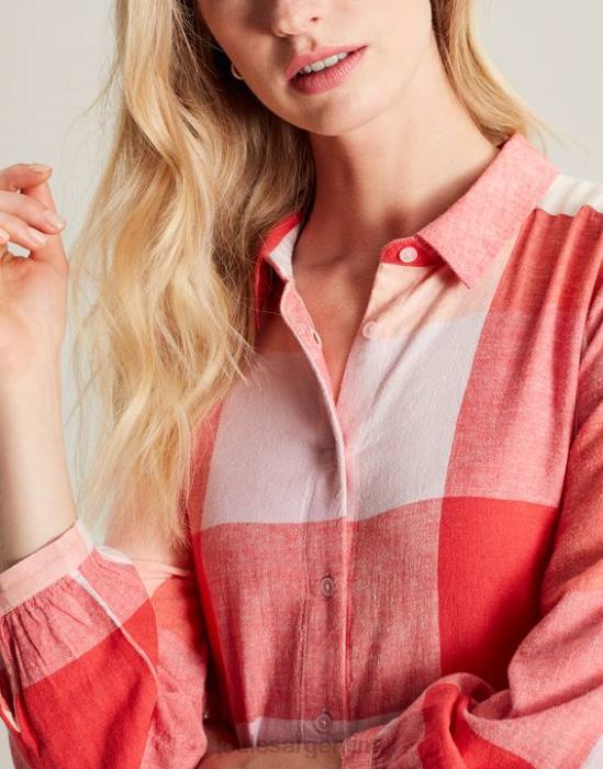 Joules vestido camisero holgado faye mujer cheque rosa vestir 64BB7