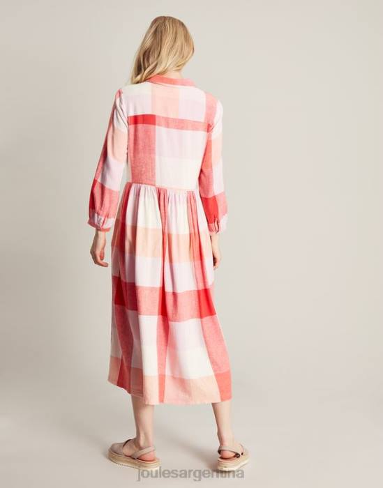 Joules vestido camisero holgado faye mujer cheque rosa vestir 64BB7
