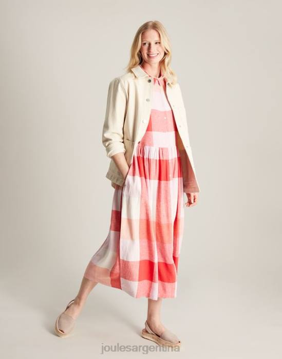 Joules vestido camisero holgado faye mujer cheque rosa vestir 64BB7