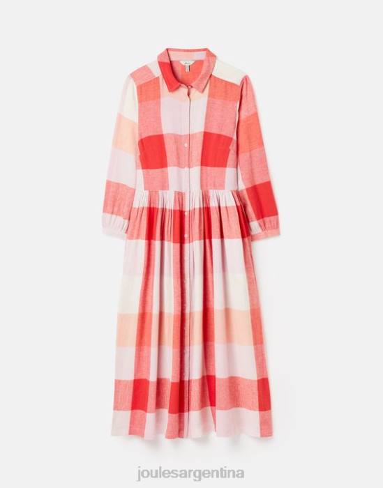 Joules vestido camisero holgado faye mujer cheque rosa vestir 64BB7