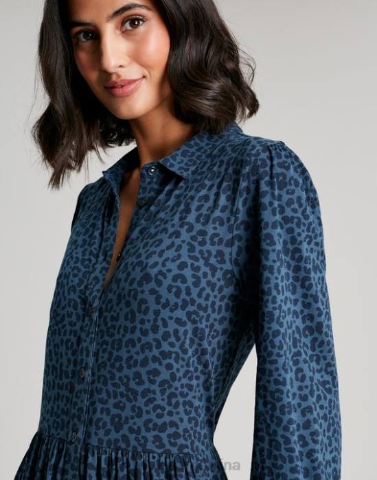 Joules vestido camisero midi de punto Nova mujer leopardo azul vestir 64BB94
