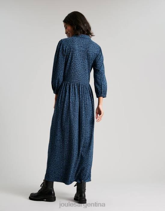 Joules vestido camisero midi de punto Nova mujer leopardo azul vestir 64BB94