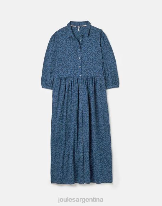 Joules vestido camisero midi de punto Nova mujer leopardo azul vestir 64BB94