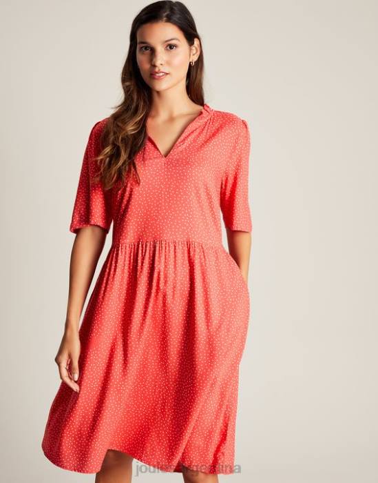 Joules vestido corto con escote y volantes de Lotty mujer Mancha roja vestir 64BB97