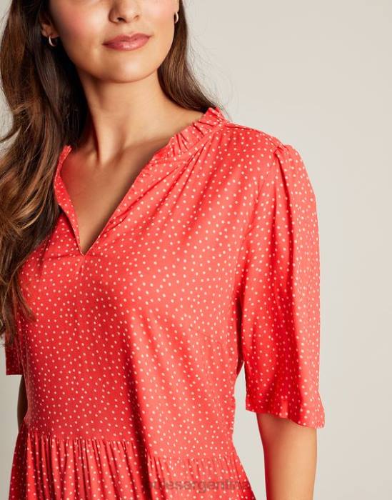 Joules vestido corto con escote y volantes de Lotty mujer Mancha roja vestir 64BB97