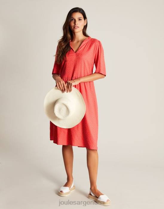 Joules vestido corto con escote y volantes de Lotty mujer Mancha roja vestir 64BB97