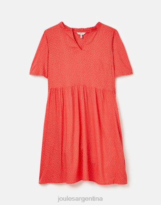 Joules vestido corto con escote y volantes de Lotty mujer Mancha roja vestir 64BB97