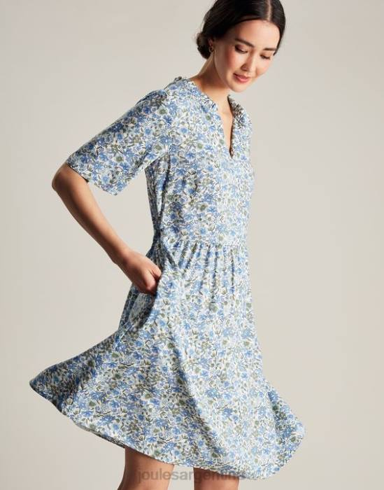 Joules vestido corto con escote y volantes de Lotty mujer flor azul vestir 64BB17