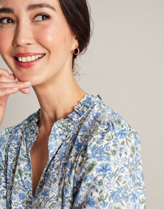 Joules vestido corto con escote y volantes de Lotty mujer flor azul vestir 64BB17