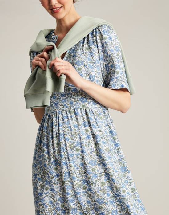 Joules vestido corto con escote y volantes de Lotty mujer flor azul vestir 64BB17