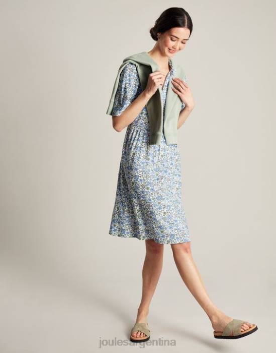 Joules vestido corto con escote y volantes de Lotty mujer flor azul vestir 64BB17