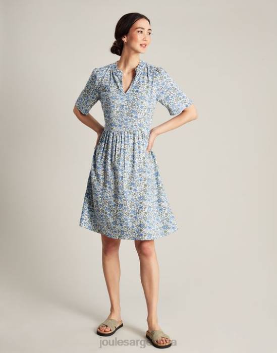 Joules vestido corto con escote y volantes de Lotty mujer flor azul vestir 64BB17