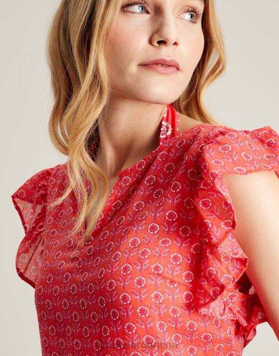 Joules vestido corto con volantes Faith mujer florete rosa vestir 64BB18