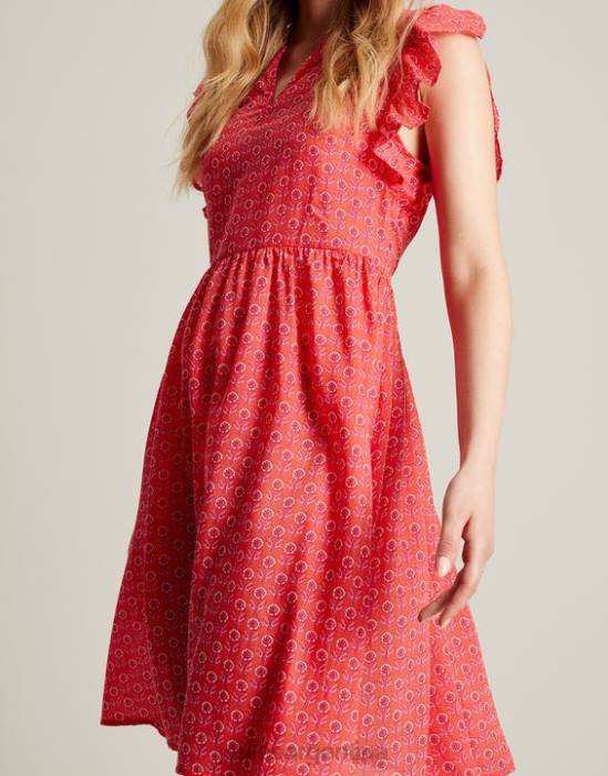 Joules vestido corto con volantes Faith mujer florete rosa vestir 64BB18