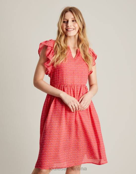 Joules vestido corto con volantes Faith mujer florete rosa vestir 64BB18