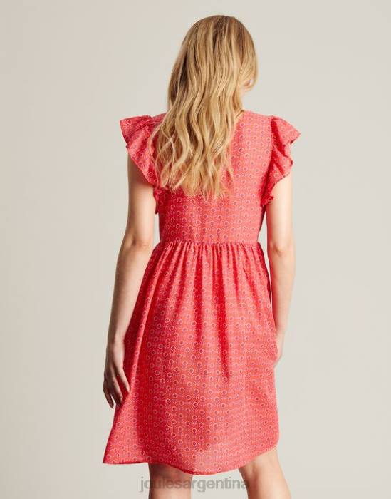 Joules vestido corto con volantes Faith mujer florete rosa vestir 64BB18
