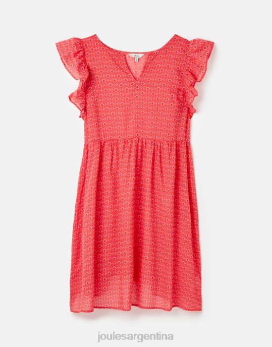 Joules vestido corto con volantes Faith mujer florete rosa vestir 64BB18