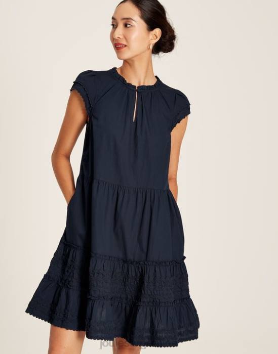 Joules vestido corto con volantes Grace mujer marina marina vestir 64BB29