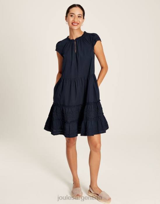 Joules vestido corto con volantes Grace mujer marina marina vestir 64BB29