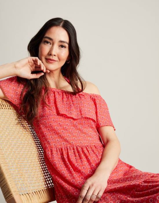Joules vestido de playa de helecho mujer rosa floral vestir 64BB91