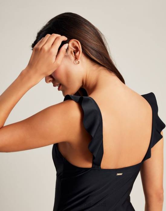 Joules traje de baño con volantes de peonía mujer negro verdadero vestir 64BB110