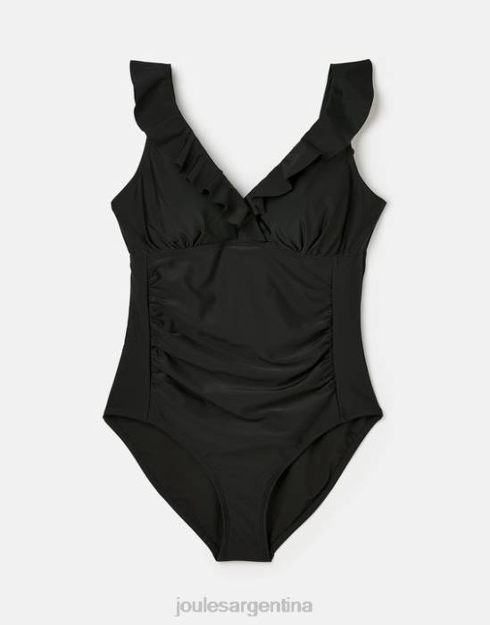 Joules traje de baño con volantes de peonía mujer negro verdadero vestir 64BB110