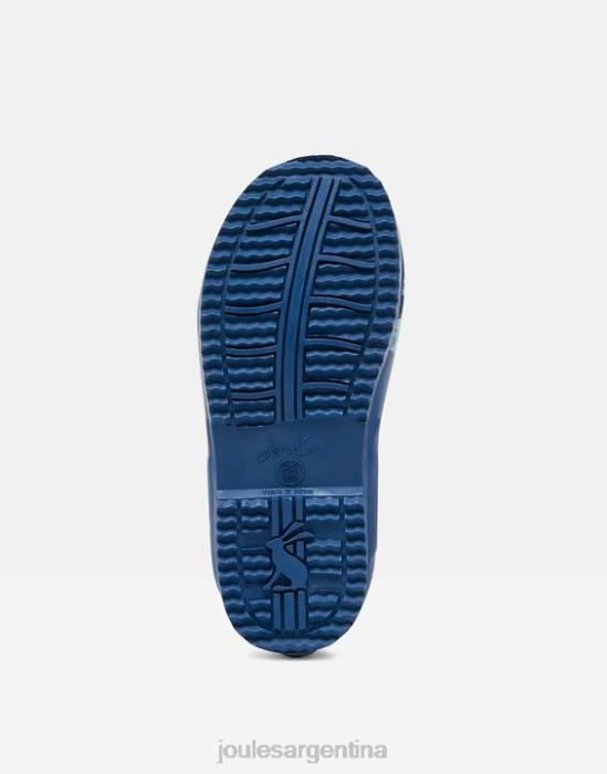 Joules botas de lluvia flexibles enrolladas estampadas Niños dinosaurios azules calzado 64BB386