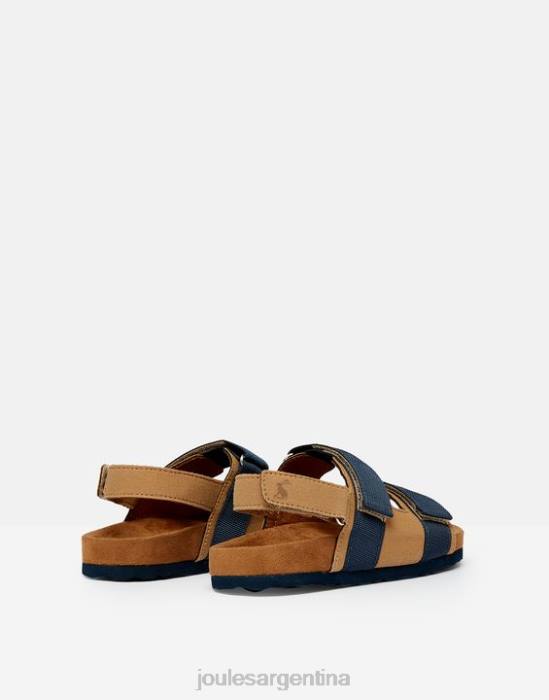 Joules sandalias toby con tira de velcro Niños azul marino bronceado calzado 64BB389