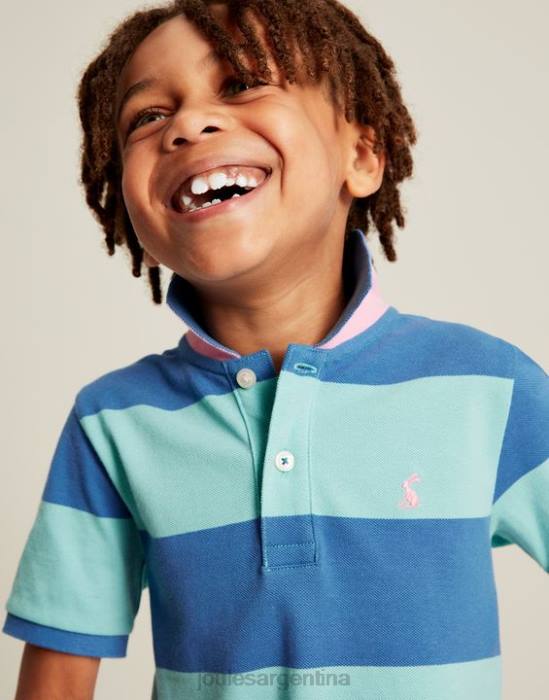 Joules polo avellana rayas 2-12 años Niños raya azul vestir 64BB335