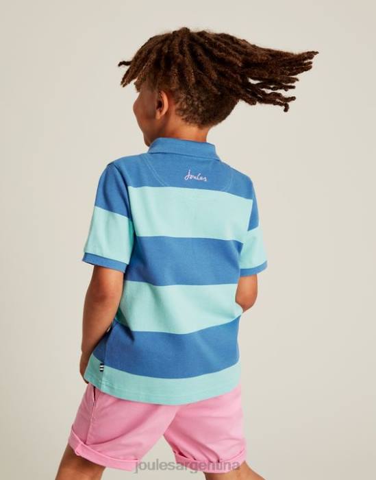 Joules polo avellana rayas 2-12 años Niños raya azul vestir 64BB335