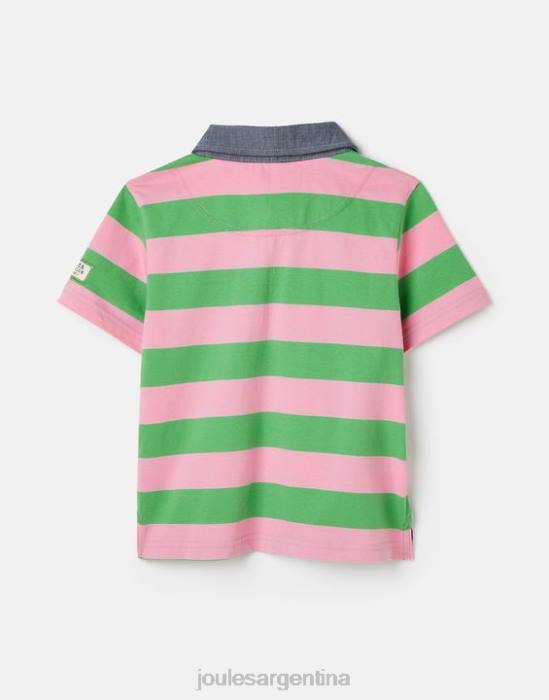 Joules polo de punto de rayas ozzy 2-12 años Niños raya verde rosa vestir 64BB337