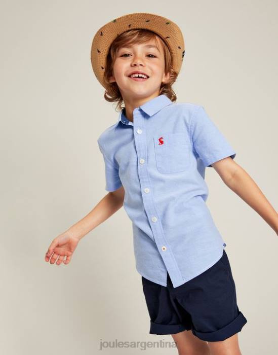 Joules camisa oxford manga corta 2-12 años Niños azul vestir 64BB379