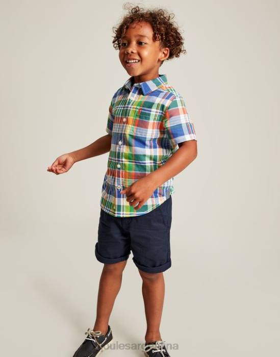 Joules camisa sark oxford cuadros manga corta 2-12 años Niños cheque azul vestir 64BB354