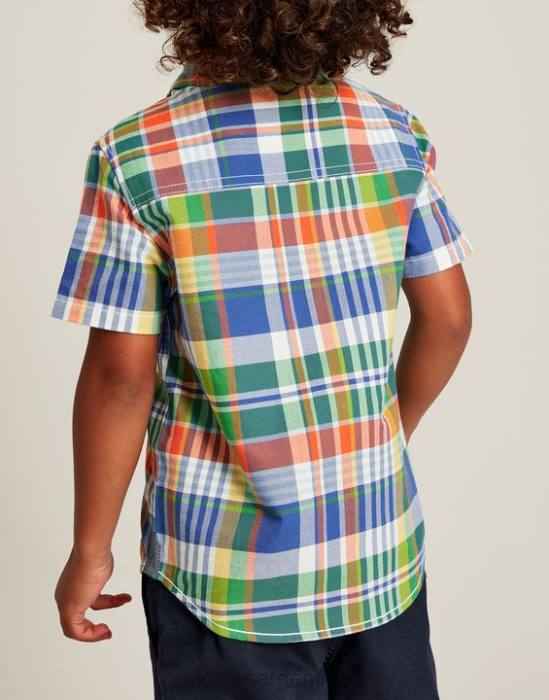 Joules camisa sark oxford cuadros manga corta 2-12 años Niños cheque azul vestir 64BB354