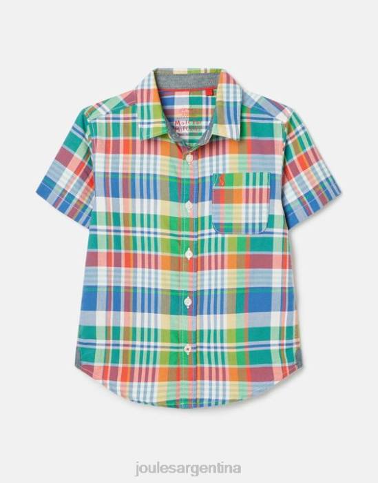 Joules camisa sark oxford cuadros manga corta 2-12 años Niños cheque azul vestir 64BB354