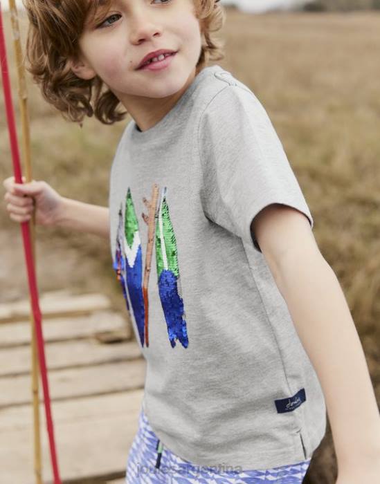 Joules camiseta archie manga corta 5-12 años Niños tablas de surf grises vestir 64BB368