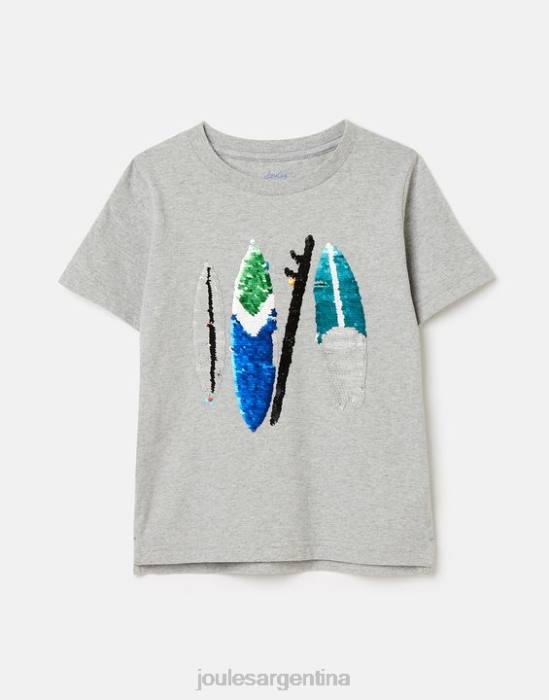 Joules camiseta archie manga corta 5-12 años Niños tablas de surf grises vestir 64BB368