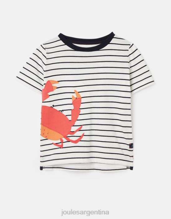 Joules camiseta archie manga corta apliques 2-8 años Niños cangrejos de rayas azul marino vestir 64BB364