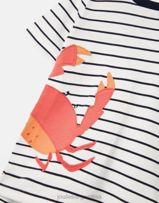 Joules camiseta archie manga corta apliques 2-8 años Niños cangrejos de rayas azul marino vestir 64BB364