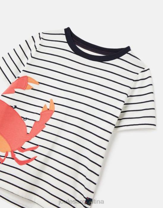 Joules camiseta archie manga corta apliques 2-8 años Niños cangrejos de rayas azul marino vestir 64BB364
