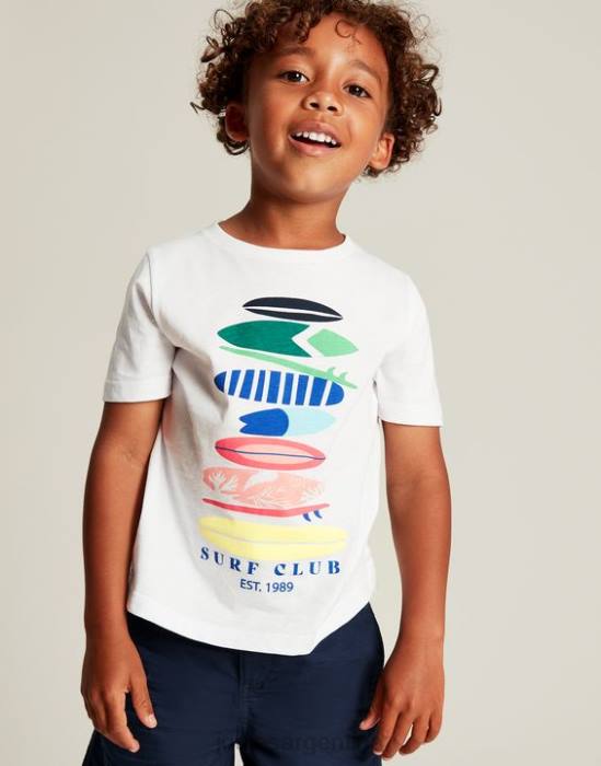 Joules camiseta manga corta ben 2-12 años Niños tablas de surf blancas vestir 64BB362