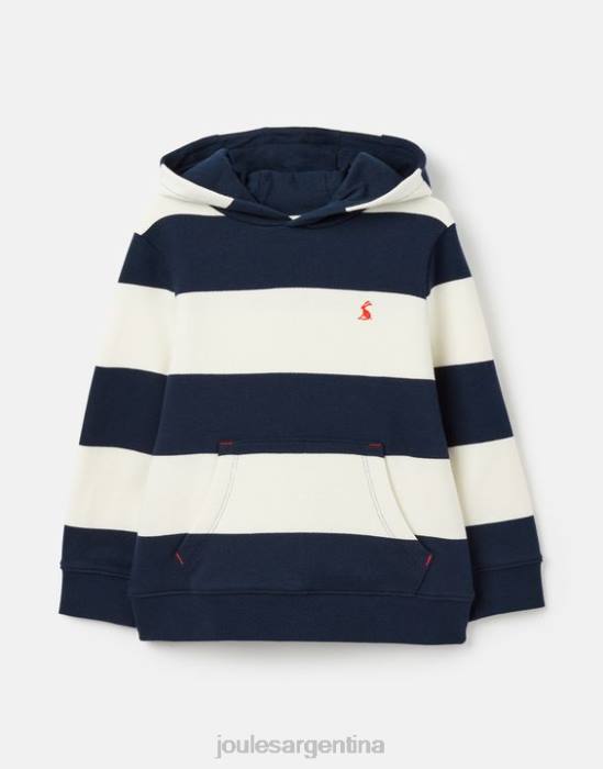 Joules sudadera con capucha burlton rayas 2-12 años Niños raya crema azul marino vestir 64BB342
