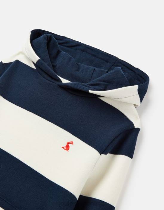 Joules sudadera con capucha burlton rayas 2-12 años Niños raya crema azul marino vestir 64BB342