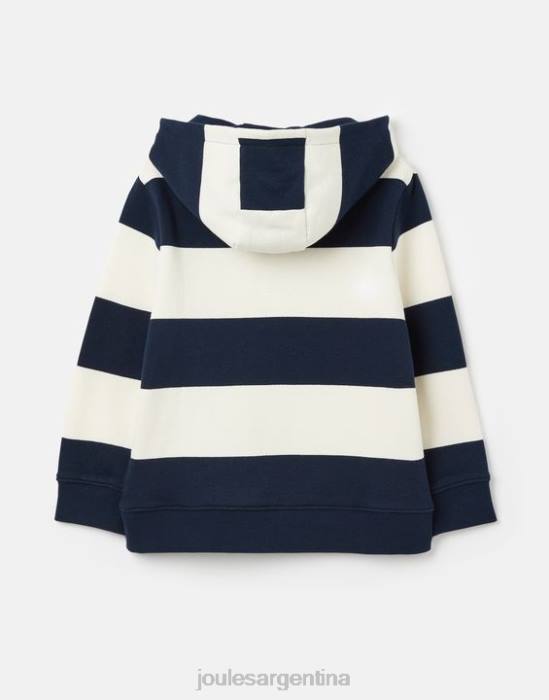 Joules sudadera con capucha burlton rayas 2-12 años Niños raya crema azul marino vestir 64BB342