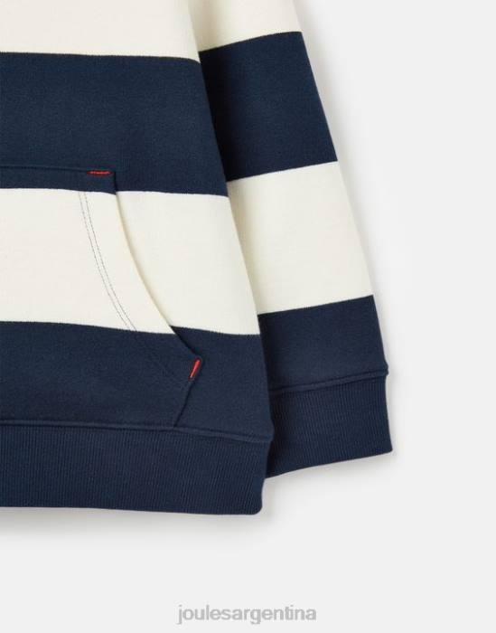 Joules sudadera con capucha burlton rayas 2-12 años Niños raya crema azul marino vestir 64BB342