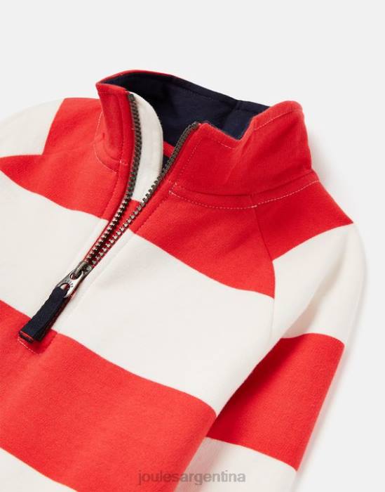 Joules sudadera finn rayas 1/2 cremallera 2-12 años Niños melón raya roja vestir 64BB361