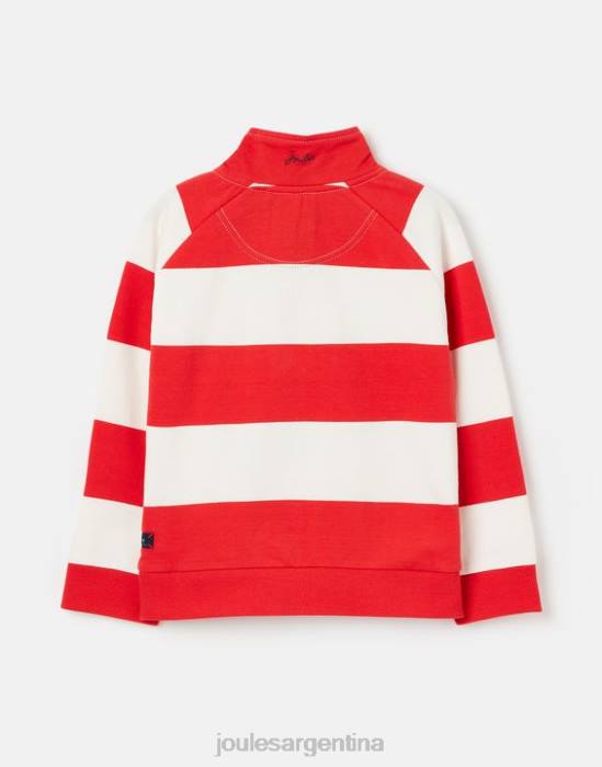 Joules sudadera finn rayas 1/2 cremallera 2-12 años Niños melón raya roja vestir 64BB361